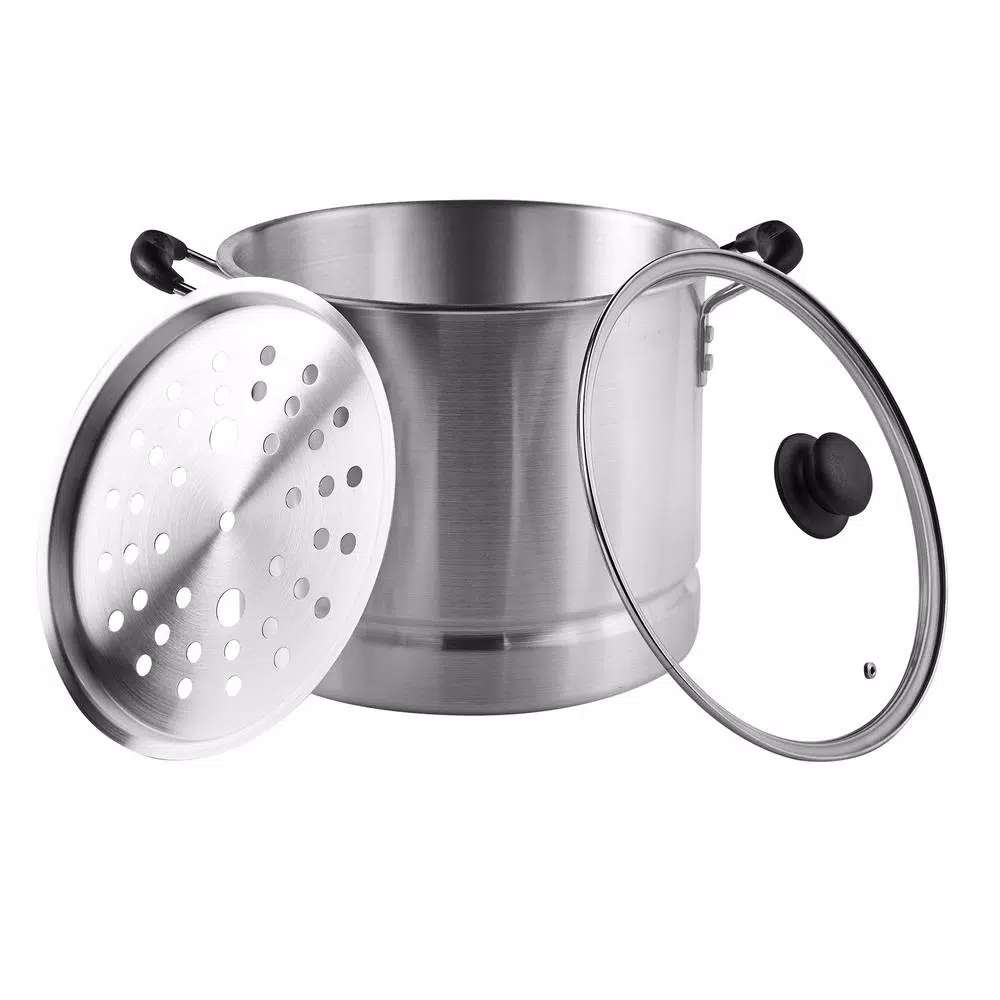 IMUSA 24 Qt. Aluminum Stovetop Steamer with Tempered Glass Lid