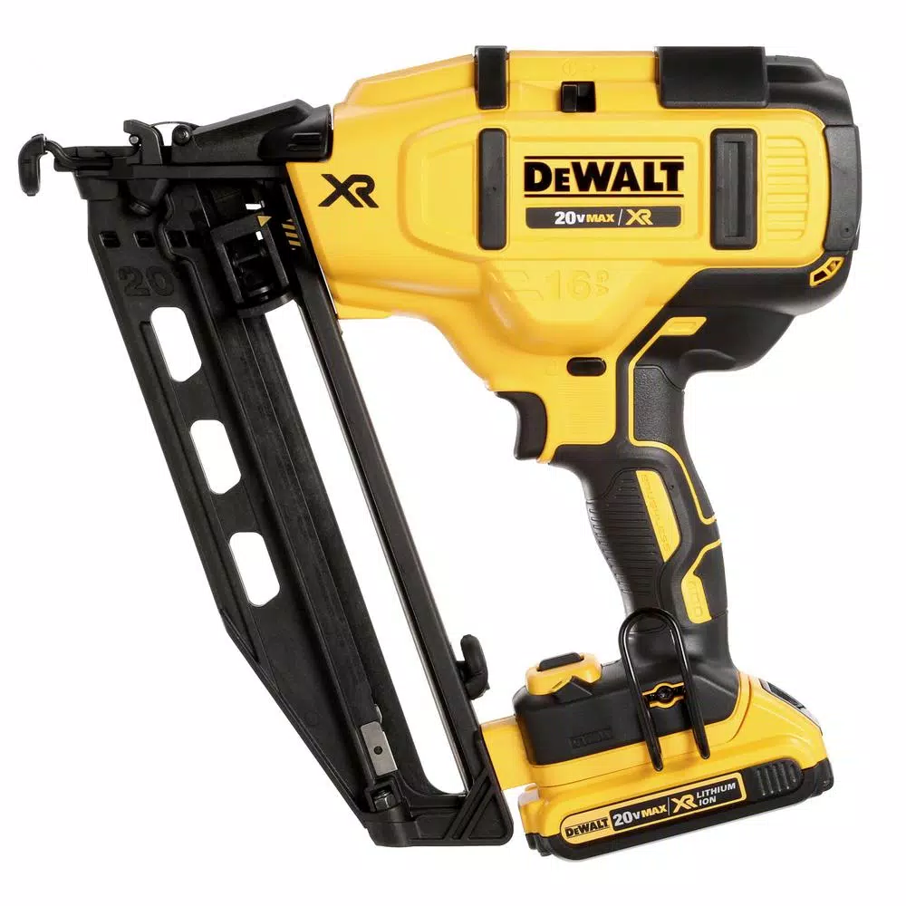 DEWALT 20V MAX 16-Gauge Cordless Angled Finish Nailer Kit with (2) 2.0 Ah Batteries and Charger