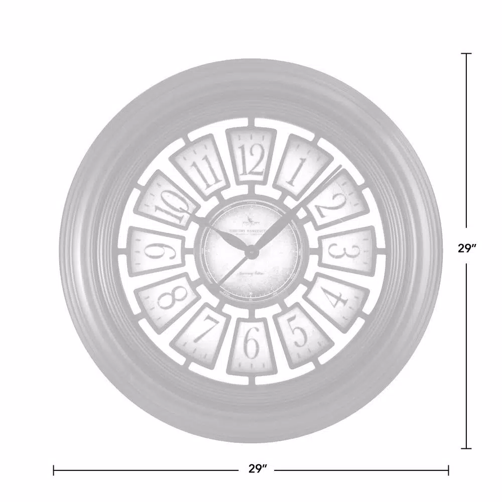 FirsTime Majestic 29 in. Round Hollow Wall Clock, Aged Espresso Brown