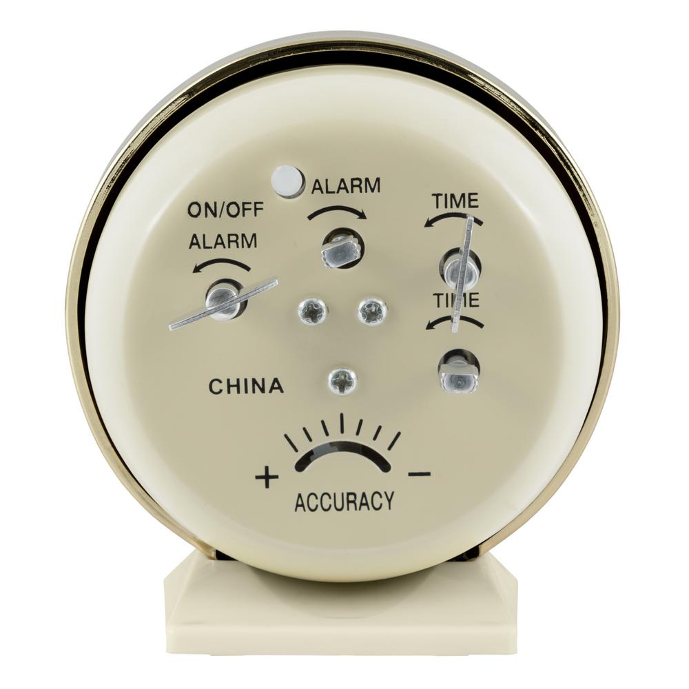 Equity by La Crosse 4 in. Round Analog Wind-Up Bell Metal Alarm Clock - Gold