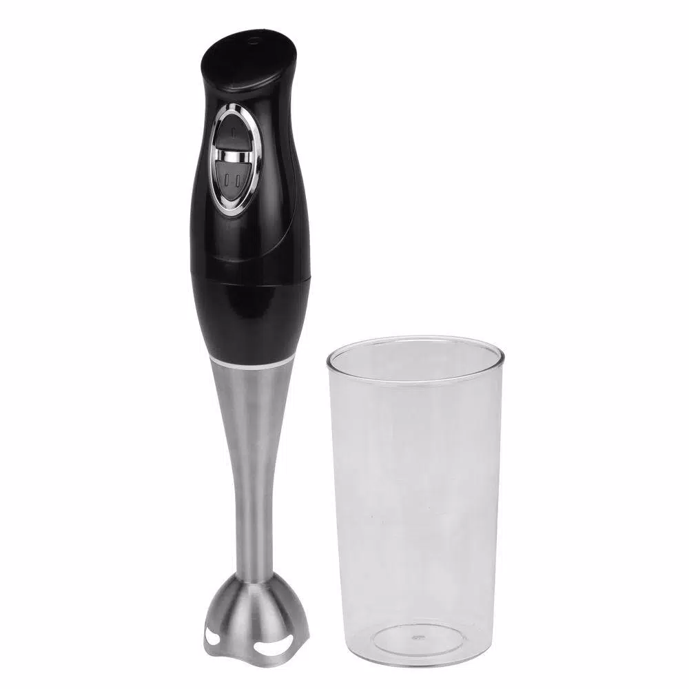 KALORIK 3-in-1 Black Stainless Steel Hand Mixer with Food Chopper, Whisk, and Mixing Cup