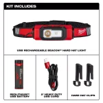Milwaukee 600 Lumen USB Rechargeable BEACON Hard Hat Headlamp with Type 1 Class C Full Brim Vented Hard Hat thumbnail 2