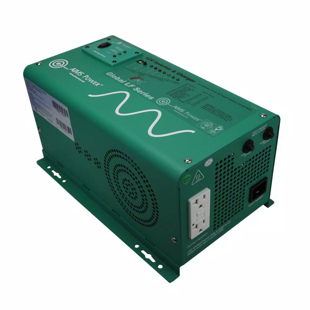 AIMS POWER AIMS 1250-Watt Pure Sine Wave Inverter Charger, 12V DC to 120V AC with 35A Smart Charger