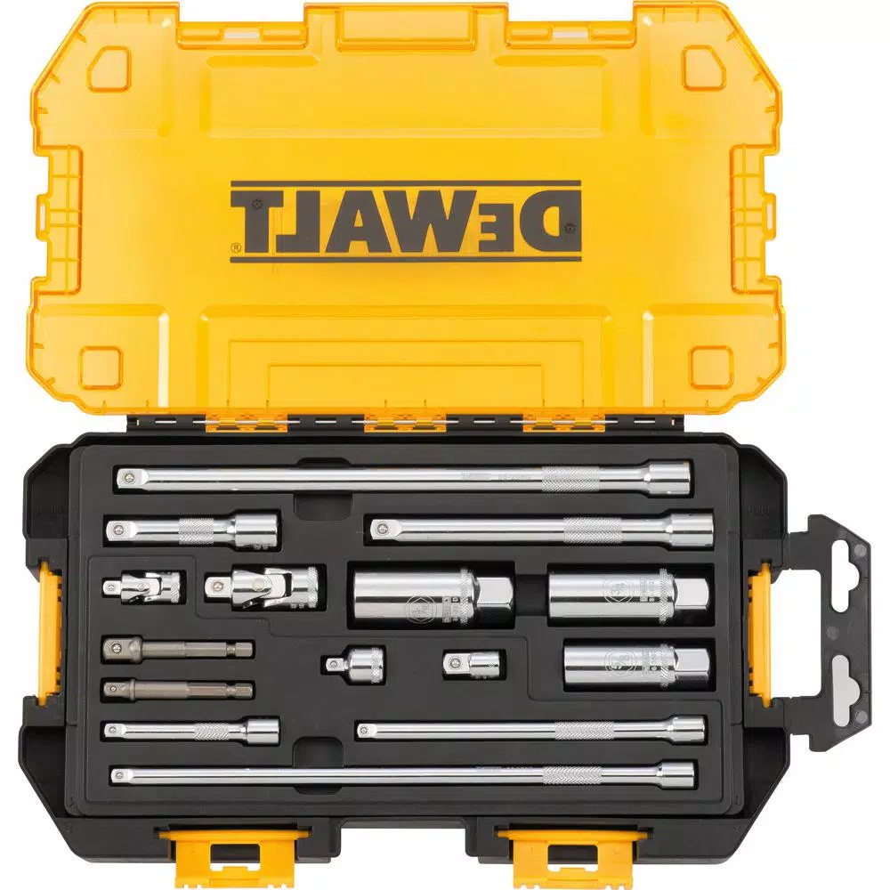 DEWALT 15-Piece 1/4 in. and 3/8 in. Drive Socket Accessory Set with Case and 9 ft. Tape Measure