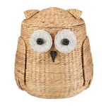 StyleWell Light Brown Owl Water Hyacinth Woven Decorative Basket with Lid thumbnail 1