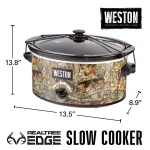 Weston Realtree Edge 5 Qt. Camouflage Slow Cooker with Lid Latch Strap thumbnail 2