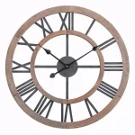 Utopia Alley 24-inch Oversized Roman Numeral Wall Clock - Multi-Tone Wood & Metal thumbnail 2