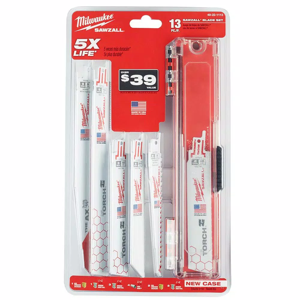 Milwaukee SAWZALL 13-Piece Bi-Metal Reciprocating Saw Blade Set for Wood and Metal Demolition