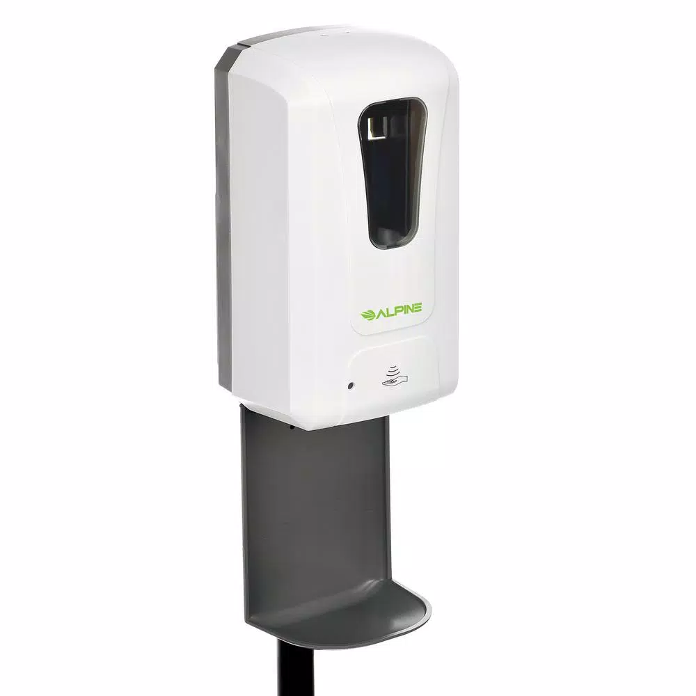 Alpine Industries 1200ml Automatic Foam Hand Sanitizer Dispenser with Floor Stand, White