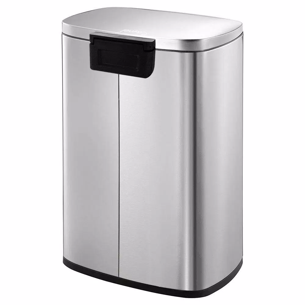 Boyel Living 13 Gallon Stainless Steel Rectangular Kitchen Step Trash Can with Silent Close Lid - Silver