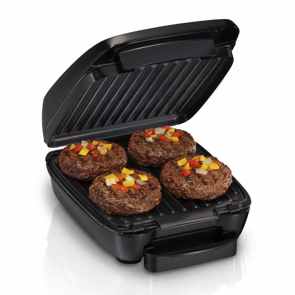 Hamilton Beach Indoor Contact Grill with 60 sq. in. Nonstick Removable Cooking Plates, Black