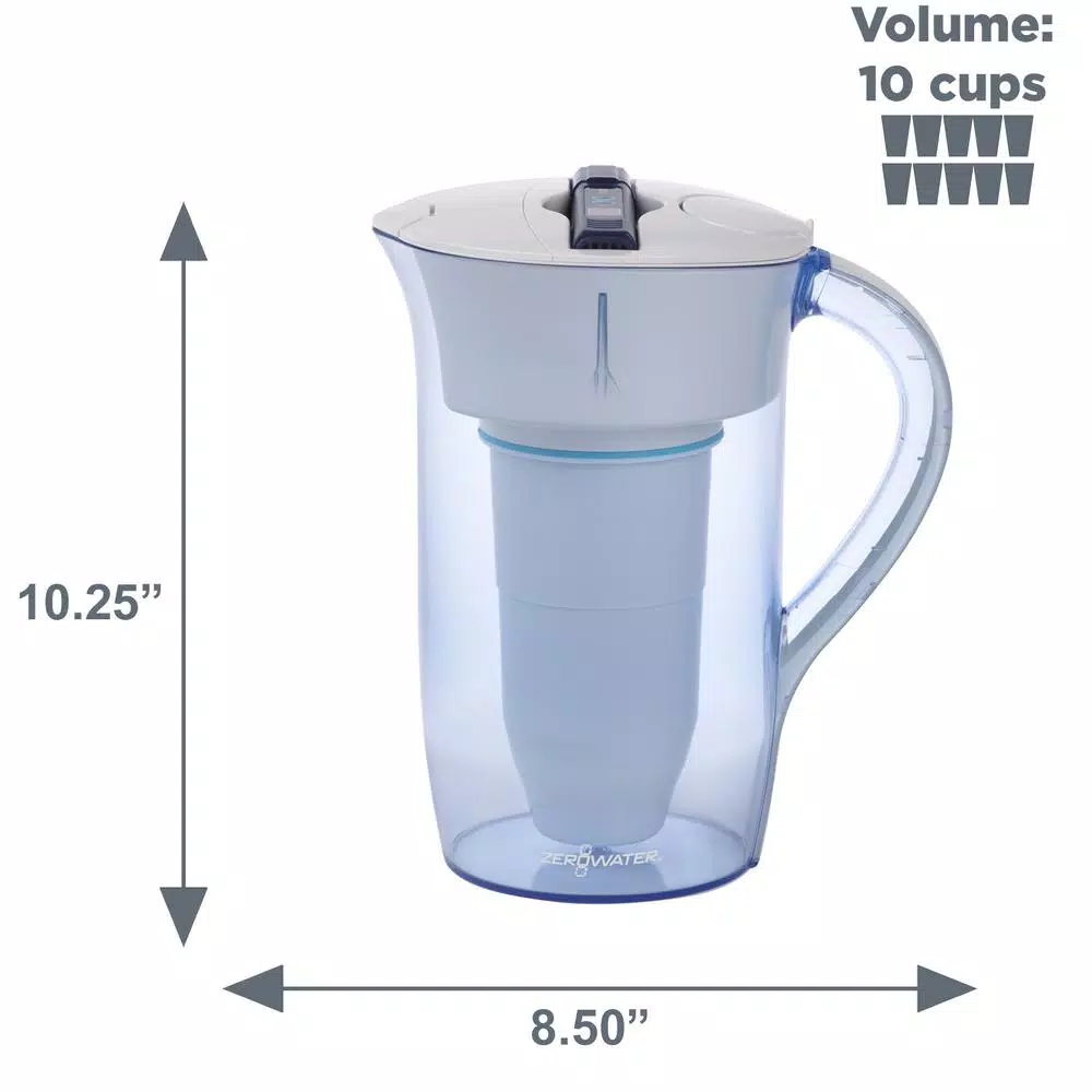 Zero Water ZeroWater 10-Cup Round Water Filter Pitcher with Ready-Pour Technology, Blue