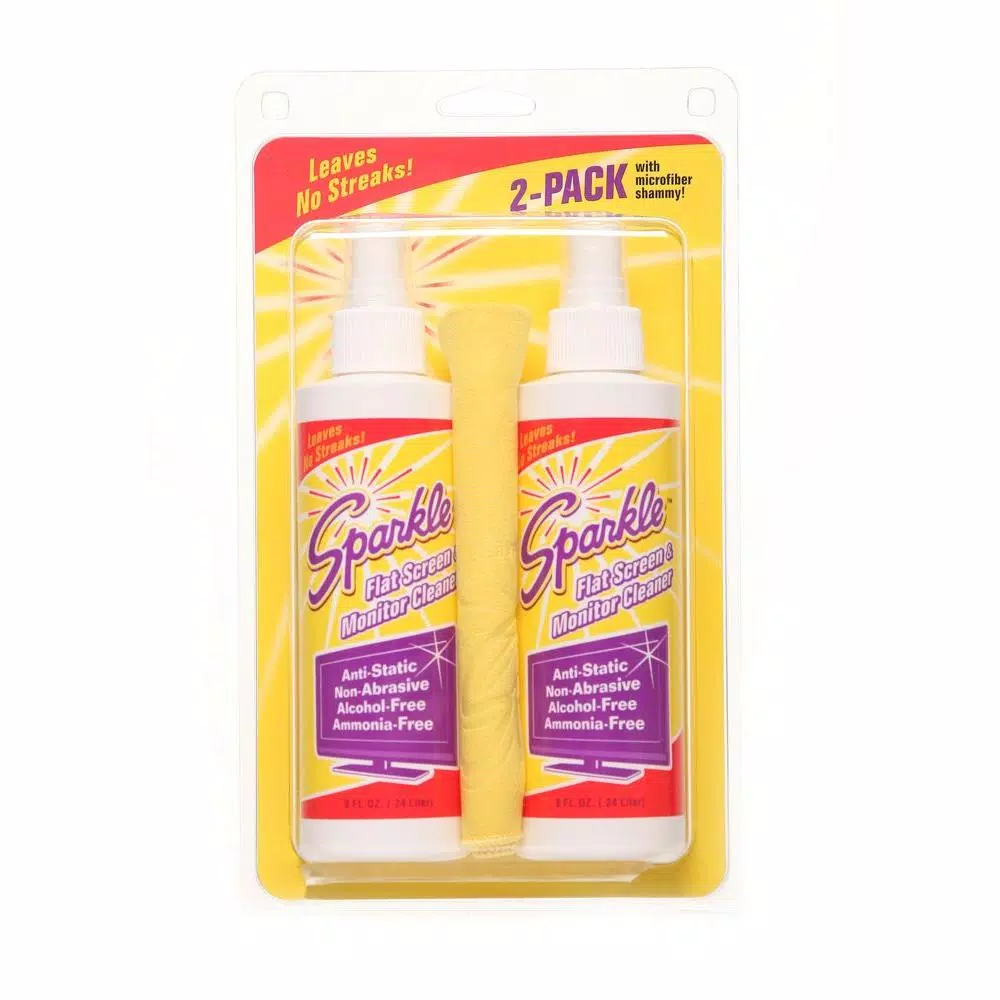 Sparkle Flat Screen and Monitor Cleaner Twin Pack with Microfiber Shammy Cloth