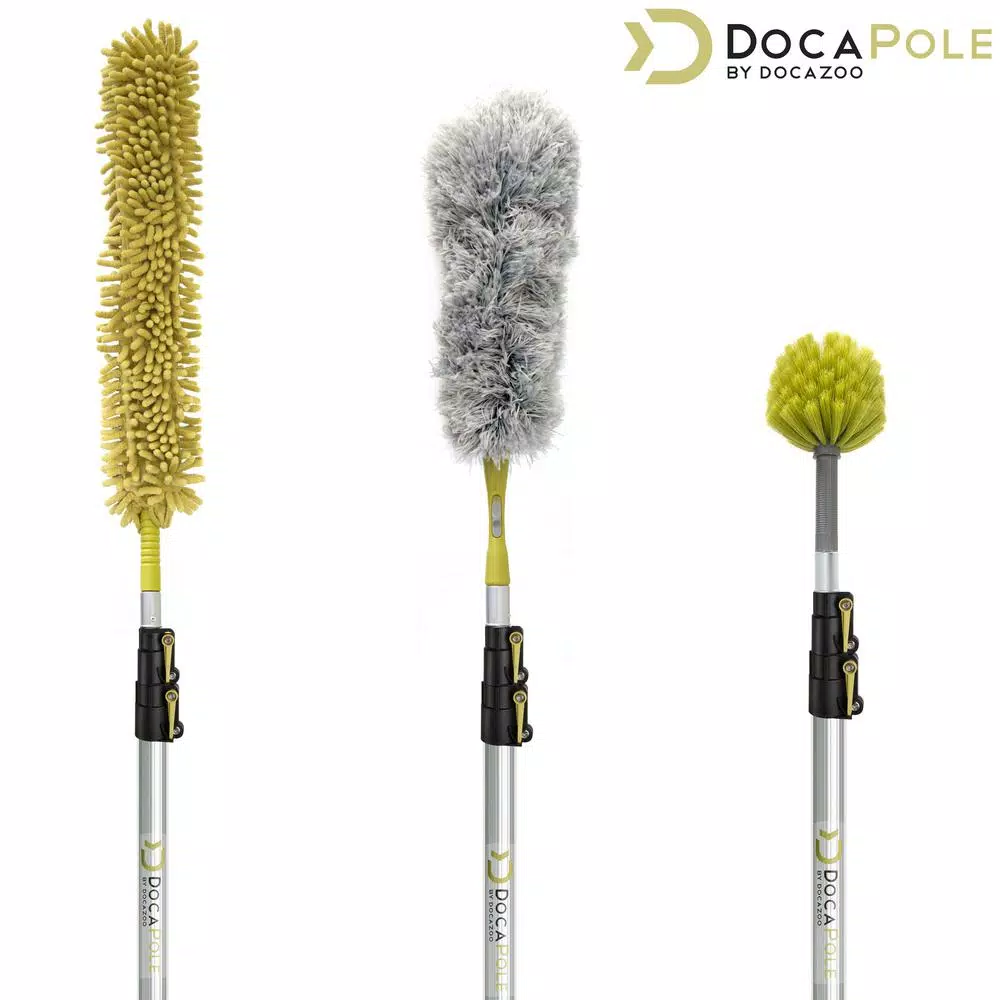DocaPole High Reach Dusting Kit with 5-12 ft. Extension Pole, Cobweb, Feather & Ceiling Fan Dusters