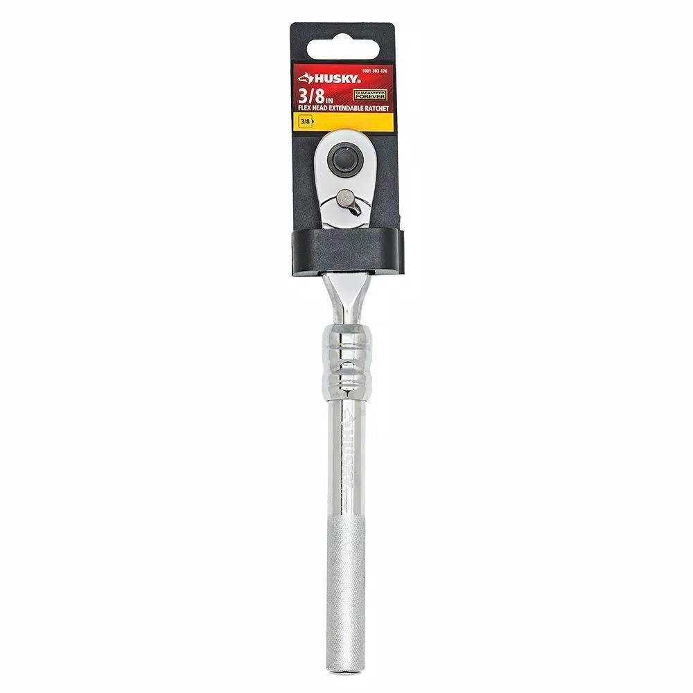 Husky 3/8 in. Drive Flex-Head Extendable Ratchet, 10 in. to 15 in.
