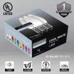 Wintergreen Lighting OptiCore C7 LED Cool White Smooth Opaque Christmas Light Bulbs, 25-Pack thumbnail 2