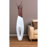 Uniquewise Modern White Magnesium Oxide Large Decorative Floor Vase - 40.5 in. thumbnail 3