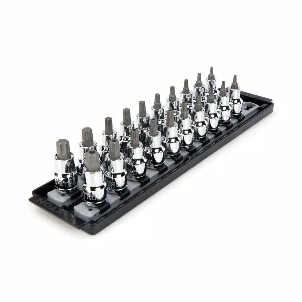TEKTON 1/2 in. Drive Torx and Tamper-Resistant Torx Bit Socket Set, T20-T60, TR20-TR60 (20-Piece)