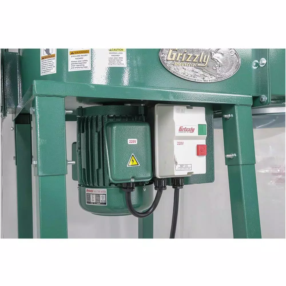 Grizzly Industrial 5 HP Industrial Dust Collector with 15 in. Impeller and 4 Connection Ports