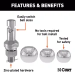 CURT Switch Ball Trailer Ball Set - 1-7/8", 2" & 2-5/16" Balls with 1" x 2-1/4" Shank thumbnail 5