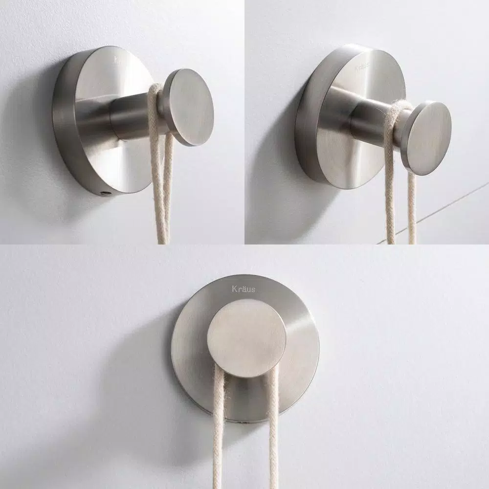 KRAUS Elie Bathroom Robe and Towel Hook, Brushed Nickel