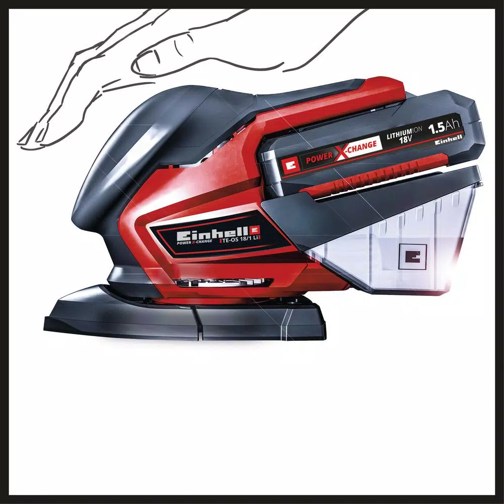 Einhell PXC 18V Cordless Compact Detail Palm Sheet Sander, 24,000 OPM with Dust Collection Box (Tool Only)