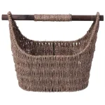 Unbranded Seagrass Magazine and Toilet Paper Holder Basket with Wooden Rod - Natural thumbnail 1