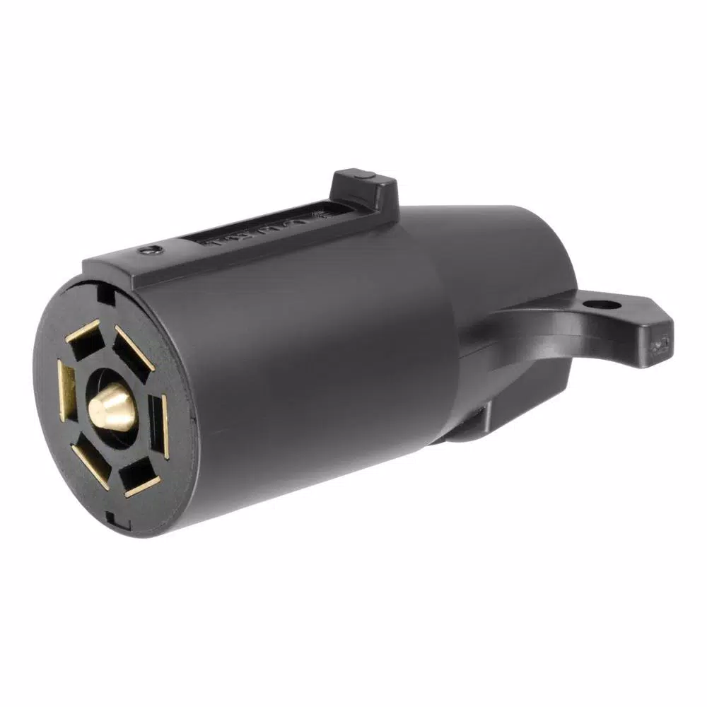 CURT 7-Way RV Blade Connector Plug, Trailer Side, Black Plastic
