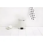Brabantia Icon 1.3 Gal. White Steel Step-On Trash Can with Soft-Close Lid thumbnail 7