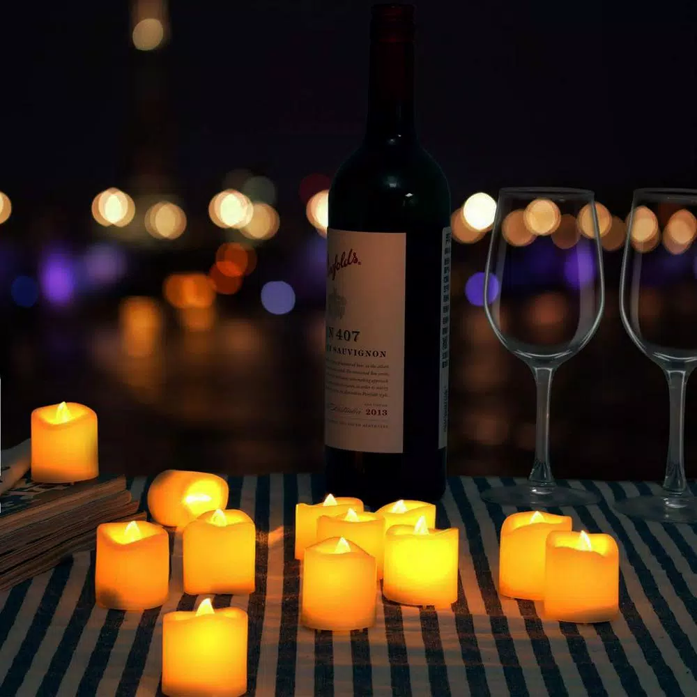 Novelty Place 1.6 in. Flameless Votive LED Tea Light Candles, Bright Flickering Warm White, 12-Pack