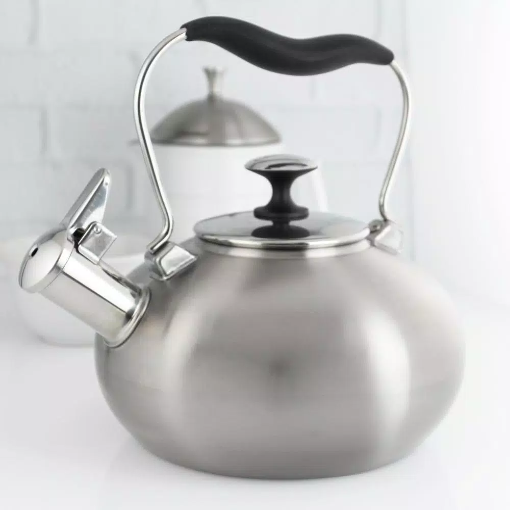 Chantal Tulip 7.2-Cup Stainless Steel Tea Kettle, Brushed Finish, Induction Compatible