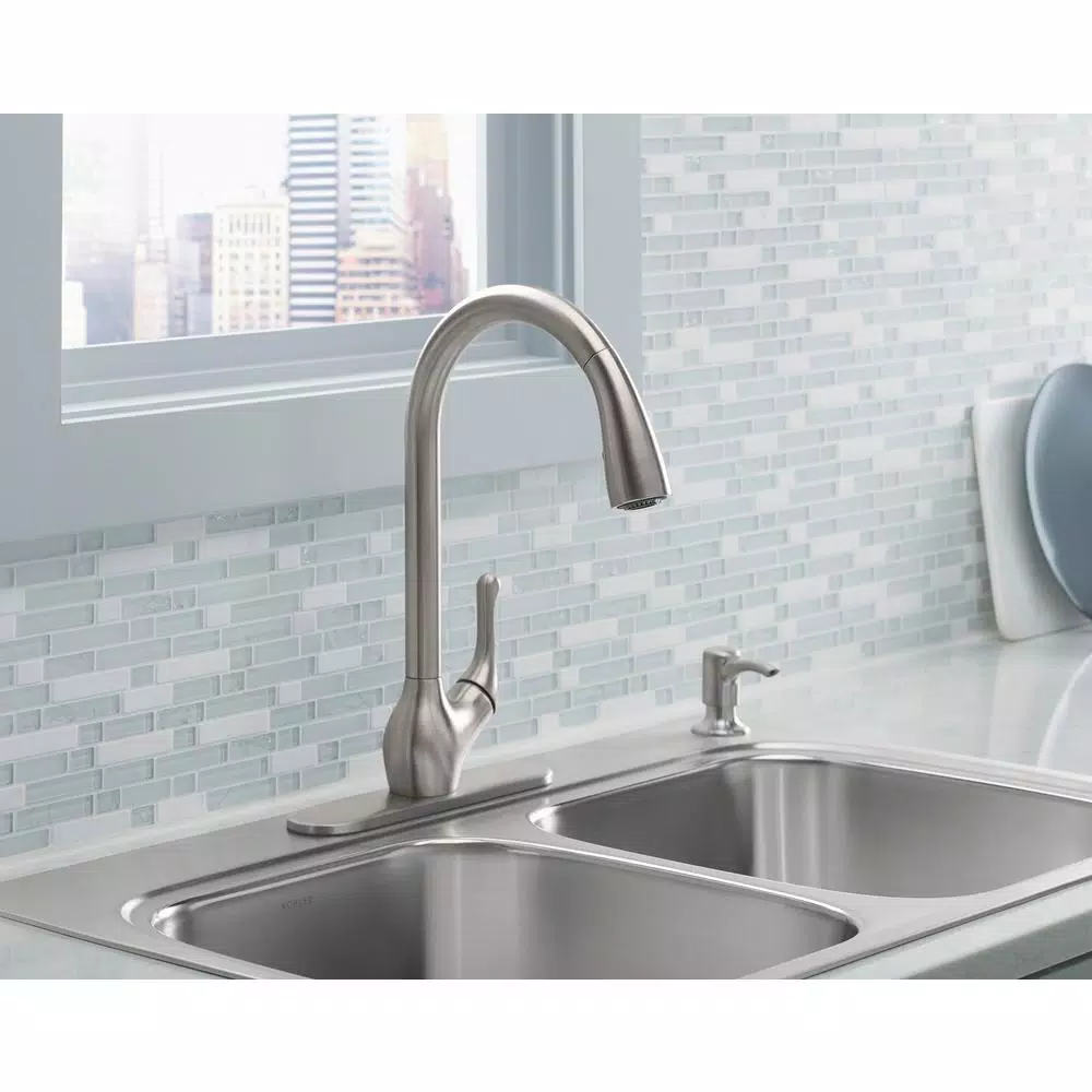 KOHLER Barossa Touchless Single-Handle Pull-Down Kitchen Faucet, Vibrant Stainless