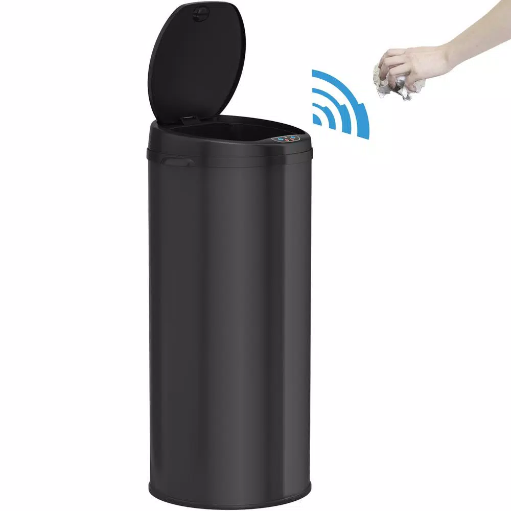 iTouchless 13 Gallon Matte Black Touchless Motion Sensor Trash Can with Odor Filter