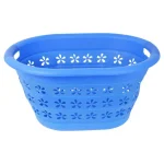 Southern Homewares Collapsible Laundry Basket, Space-Saving Plastic & Silicone Hamper, Blue thumbnail 1
