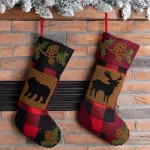 Glitzhome 19 in. Acrylic Plaid Christmas Stockings with Rug Hooked Reindeer and Bear (Set of 2) thumbnail 8