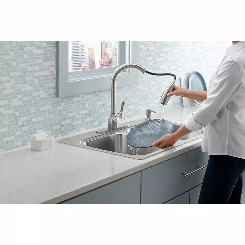 KOHLER Barossa Touchless Single-Handle Pull-Down Kitchen Faucet, Vibrant Stainless