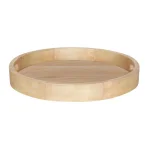 Kate and Laurel Hutton 18.25 in. Round Natural Wood Decorative Tray with Built-in Handles thumbnail 2