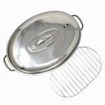 LavoHome Professional Stainless Steel Oval Roaster Set with Induction Lid and Wire Rack, 9.5 Qt thumbnail 1