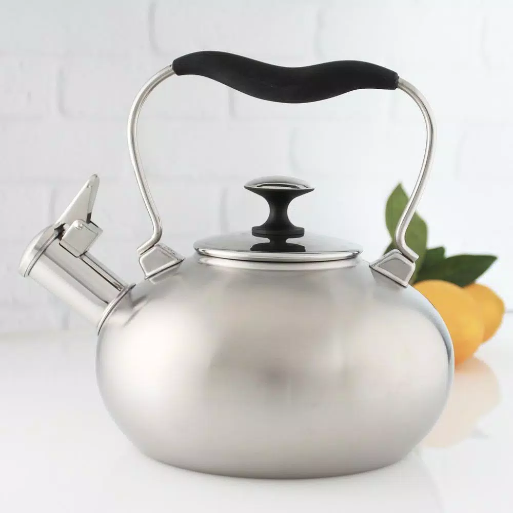 Chantal Tulip 7.2-Cup Stainless Steel Tea Kettle, Brushed Finish, Induction Compatible