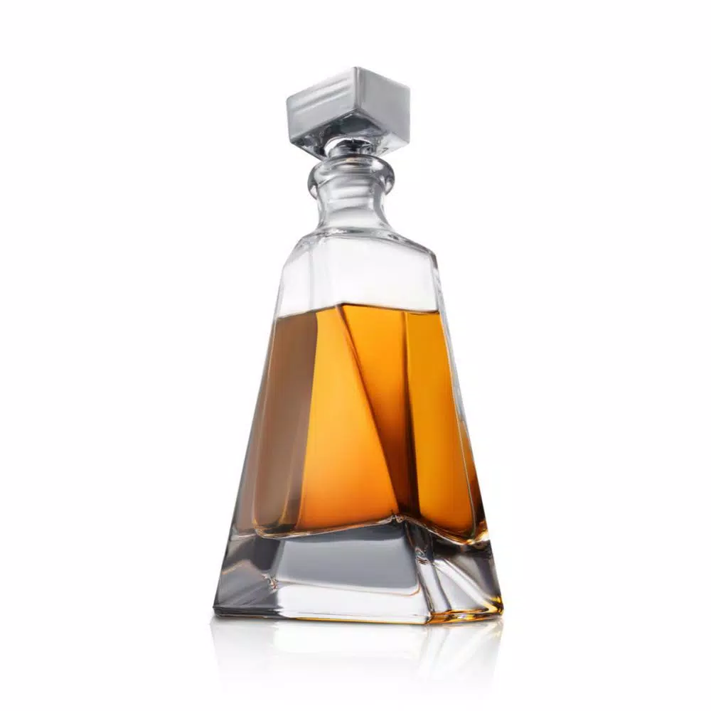 JoyJolt Atlas 22 oz. Crystal Whiskey Decanter with Stopper, Square Design