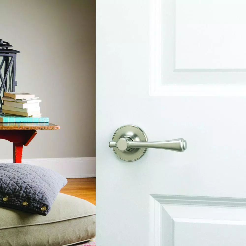 Design House Ironwood Satin Nickel Keyed Entry Door Lever with 2-Way Adjustable Latch
