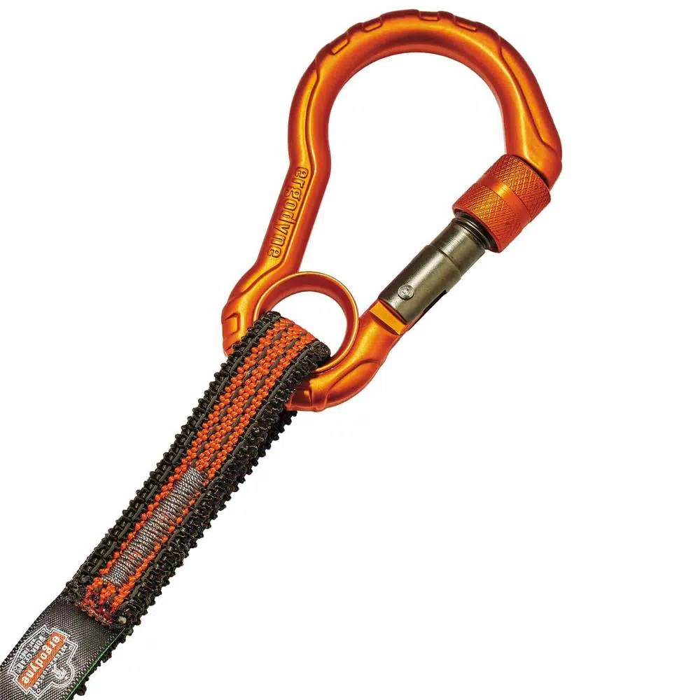 Ergodyne Squids 3102F(x) Detachable Single Carabiner Tool Lanyard, 5 lb. Capacity, Orange/Gray