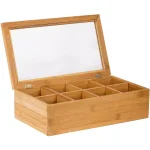 Unbranded Natural Bamboo Tea Storage Box with Transparent View Window, 120+ Tea Bag Capacity thumbnail 4