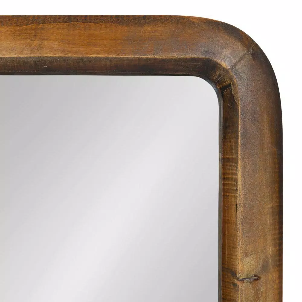 Kate and Laurel Pao Classic Walnut Brown Solid Wood Rectangle Accent Mirror, 16.73 x 31.5 in