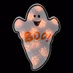 Northlight 12 in. White Holographic Lighted Ghost Halloween Window Silhouette Decoration thumbnail 1