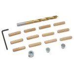 WEN 1/4 in. Wooden Doweling Kit with Titanium-Nitride Coated Brad-Point Drill Bit and 12 Fluted Birch Dowels thumbnail 1