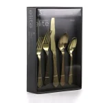 Gibson Elite Zambezi 5-Piece Gold Hammer Texture Stainless Steel Flatware Set, Service for 1 thumbnail 1