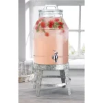 HOME ESSENTIALS AND BEYOND 3 Gallon Glass Beverage Dispenser with Galvanized Base and Lid thumbnail 2