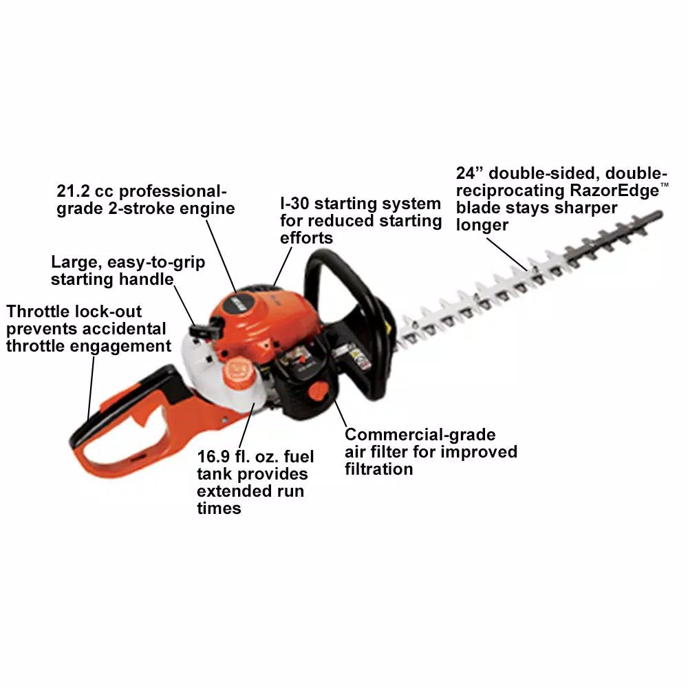 ECHO HC-155 24 in. Gas Hedge Trimmer, 21.2 cc 2-Stroke Engine