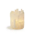 Two's Company Selenite Translucent White Stone Candle Holder with Glass Insert thumbnail 2